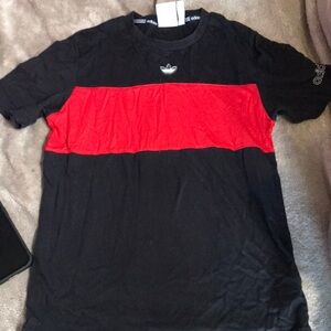 Adidas Men's Black and Red T-Shirt